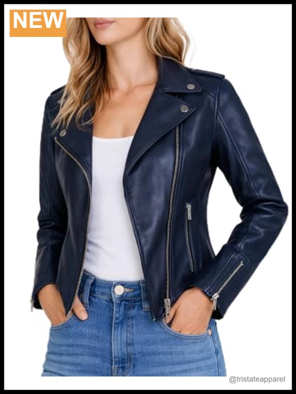 Women's Lambskin Leather Moto Biker Jacket Asymmetrical Motorcycle